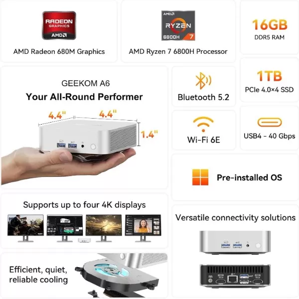 Key technical specifications of the GEEKOM A6 mini PC
