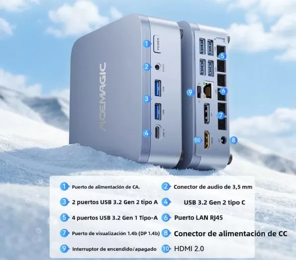 Anschlüsse und Extras Acemagic M5 Mini-PC