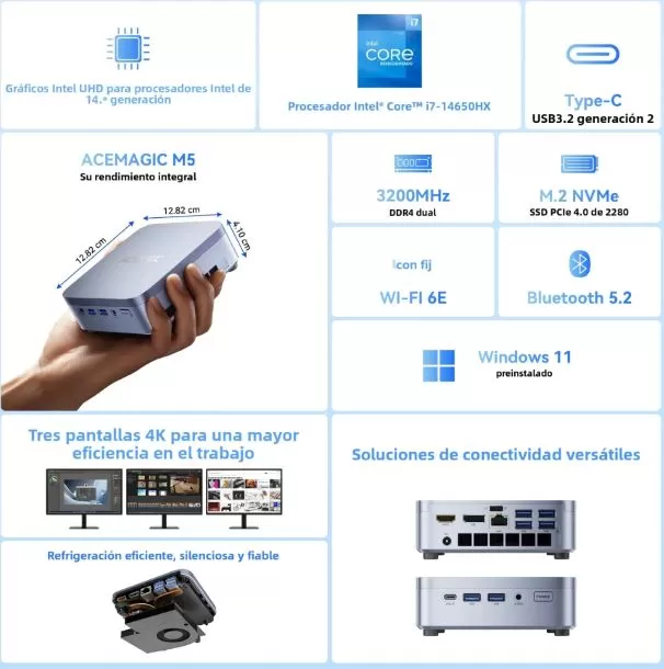 Wichtigste Spezifikationen Acemagic M5 Mini-PC