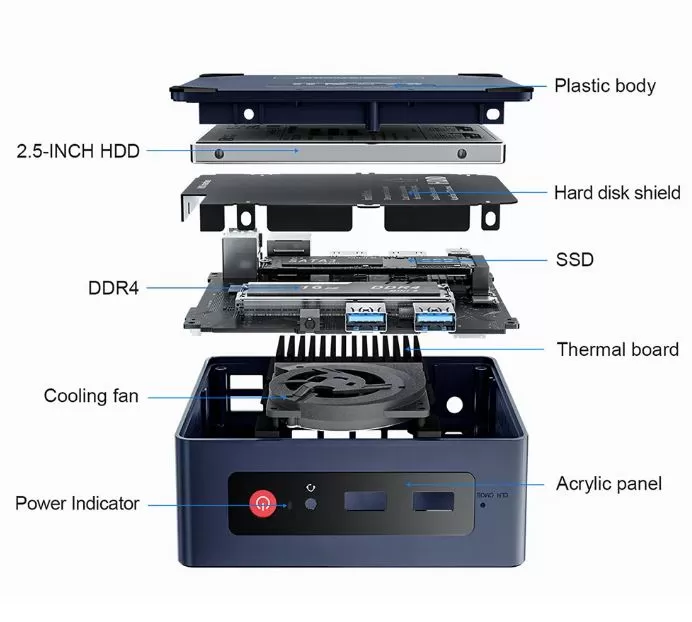 Visão interna do mini PC Beelink S12 Pro