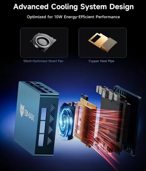 Temperature, cooling and energy consumption of the BMAX B1 Plus mini PC