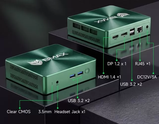Conexiones y Puertos del mini PC Bmax B6
