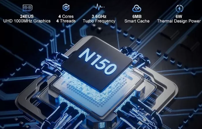 O mini PC Firebat T2 possui um processador Intel N150 de alto desempenho.