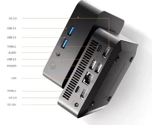 Fuchu mini PC Connections and Ports with Intel i7 Processor