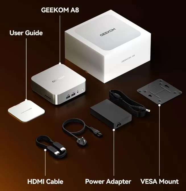 Unboxing and contents of the GEEKOM A8 box