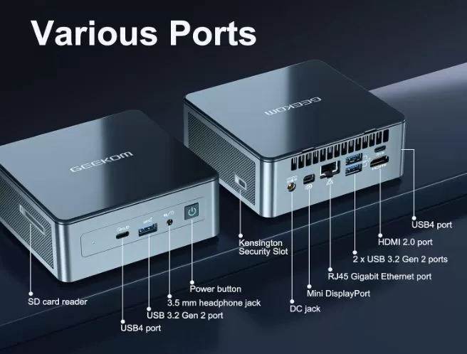 Puertos del mini PC Geekom IT11
