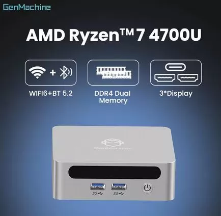 GenMachine AMD Ryzen 4700U Mini PC