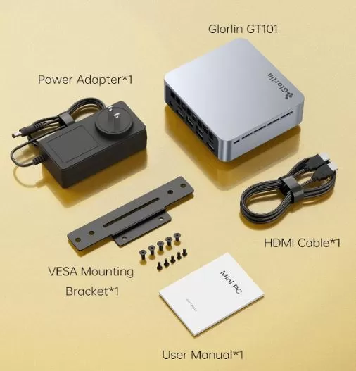 Contenuto della confezione del mini PC Glorlin GT101