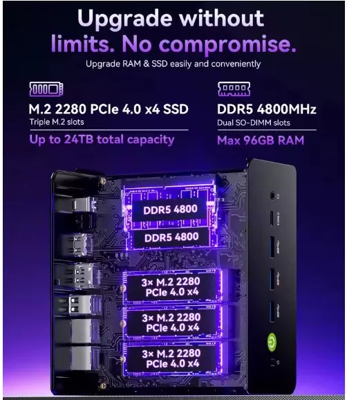 Expansion and interior appearance of the Gmktec K15 mini PC