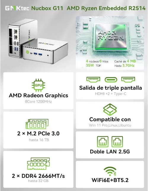 Specifications of the Gmktec G11 mini PC