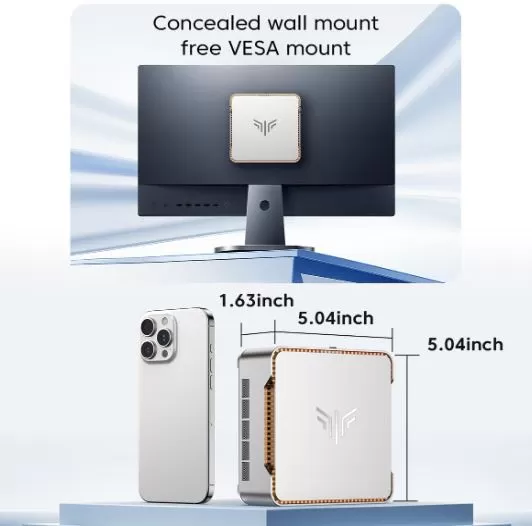 VESA Mount and Dimensions of the Kamrui Mini PC