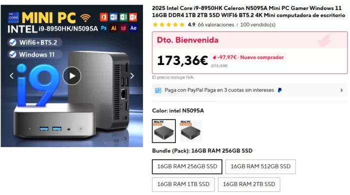 Imagem de visualização Mini PC 2025 Intel Core i9 ou Celeron N5095A