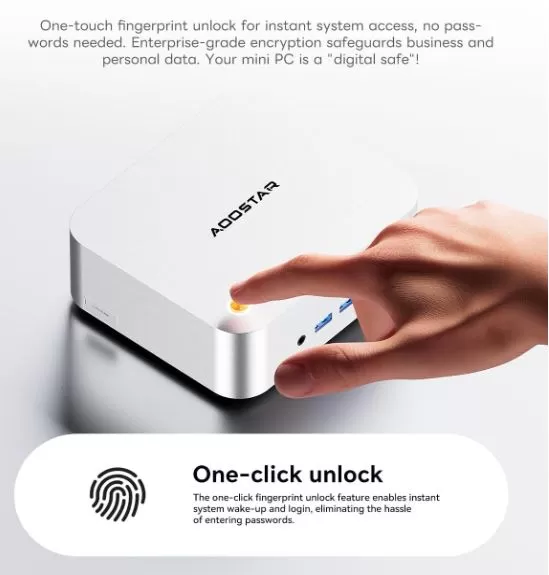 Unlocking the mini PC with a fingerprint