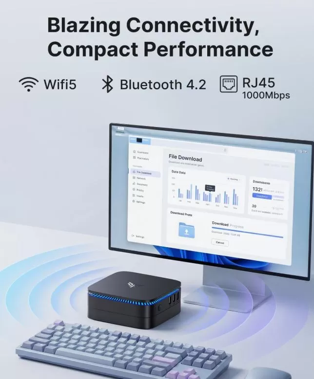 WiFi 5, Bluetooth 4.2, conexión LAN RJ45