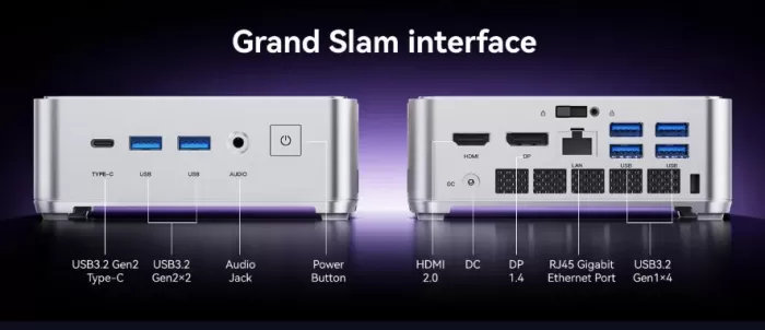 Kamrui H2 mini PC Conexiones y Puertos