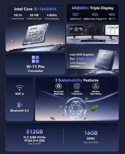 Kamrui H2 Especificaciones