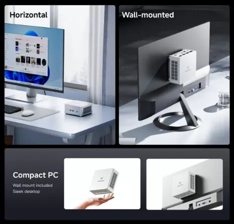 Design, VESA mount and dimensions of the Minisforum Um880 Plus mini PC
