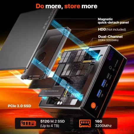 Interior del mini PC PELADN WO-4 Ryzen 5 5600H