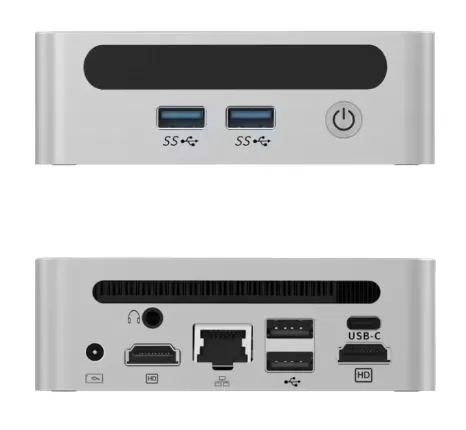 Connections and Ports of the GenMachine Ren7000 Pro Mini PC with Ryzen 7 7840u