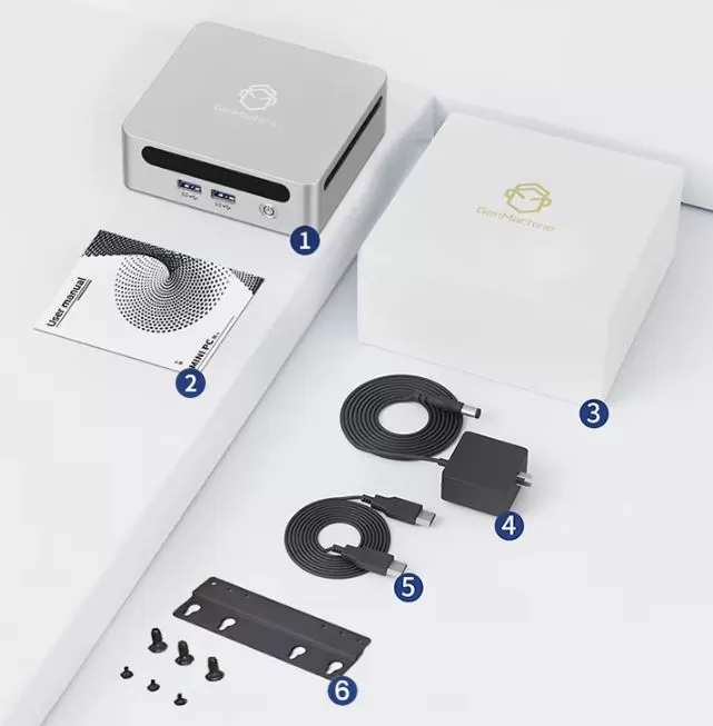 Contents of the GenMachine Ren7000 PRO box with Ryzen 7 7840U