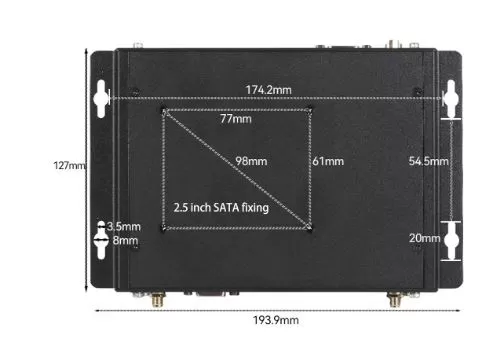 Dimensiones del mini PC Fanless