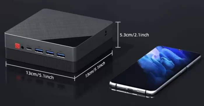 Dimensions of the Texhoo mini PC