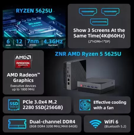 Texhoo R5 5625 Mini PC Specifications