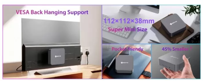 SOYO M4 Air Mini PC - VESA Mount, Dimensions