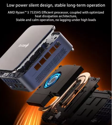 Mini PC interior, power consumption and temperature