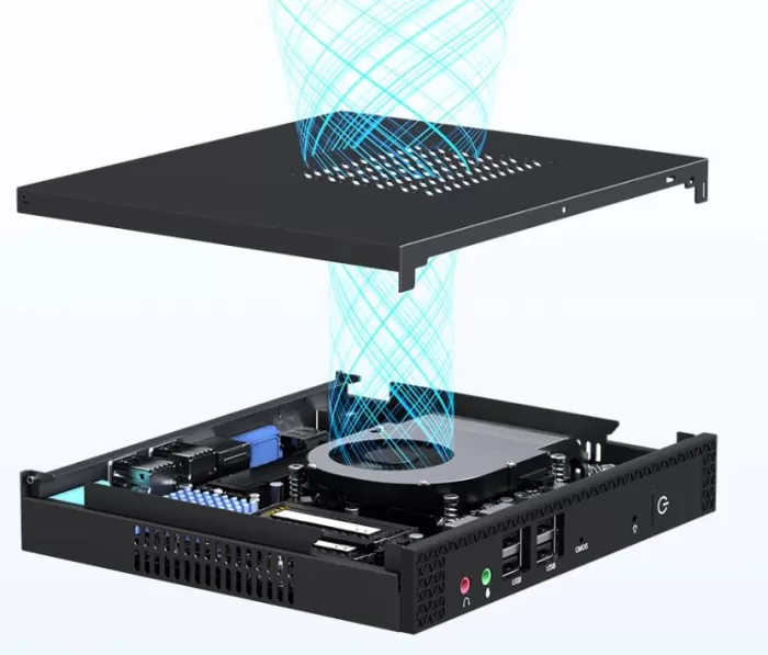 Interior view of the mini PC