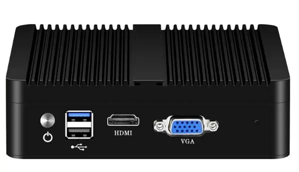 Front view of the mini PC for USB, HDMI and VGA connections in the multimedia plane